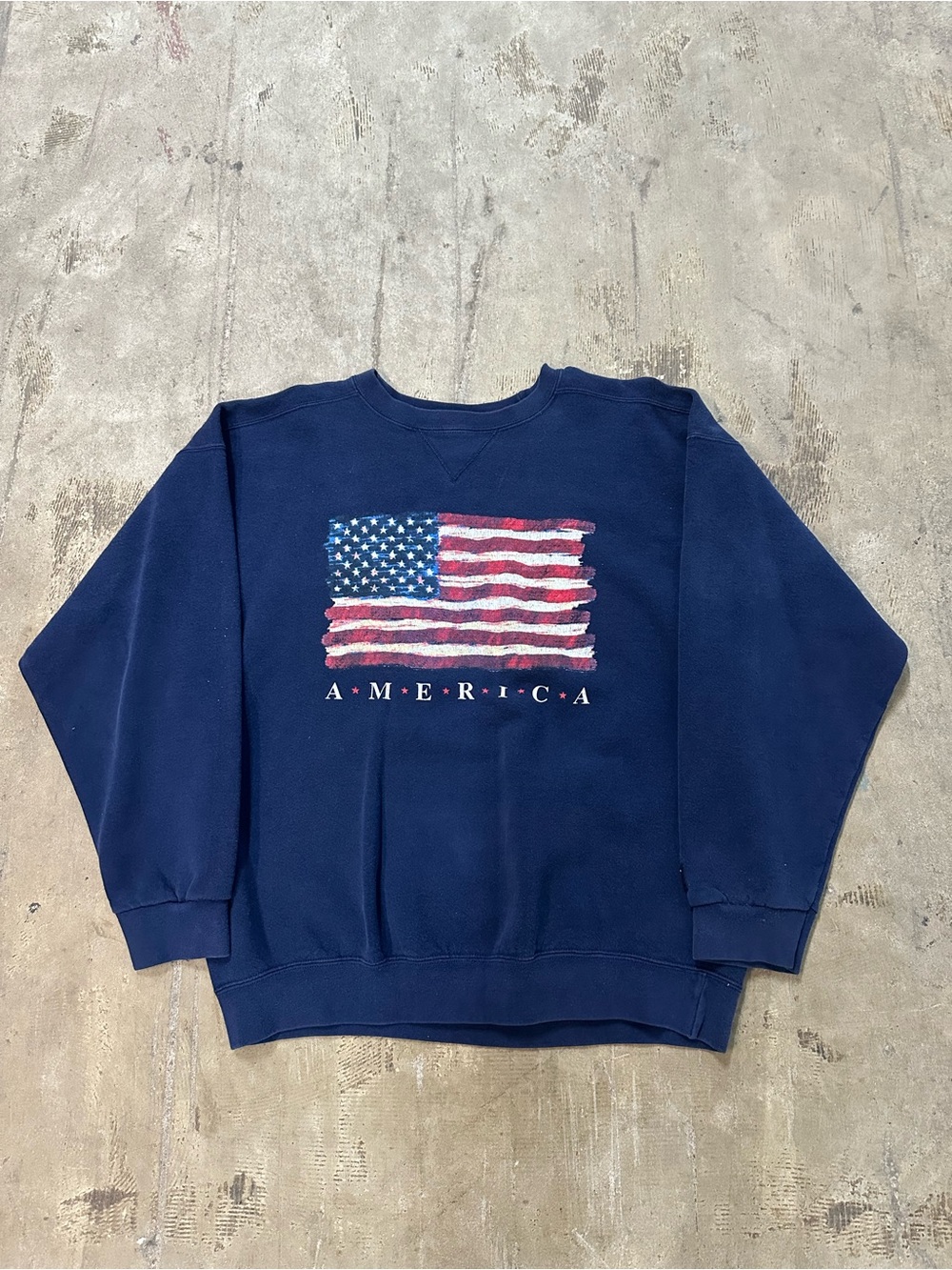 Puma Navy Crewneck Sweatshirt with American Flag Graphic